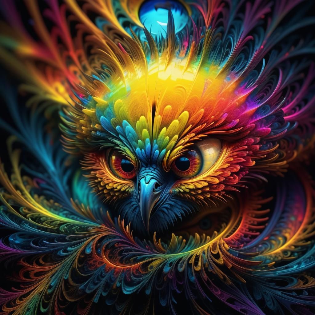 Neon Fractal Eye in Hyperrealistic Style