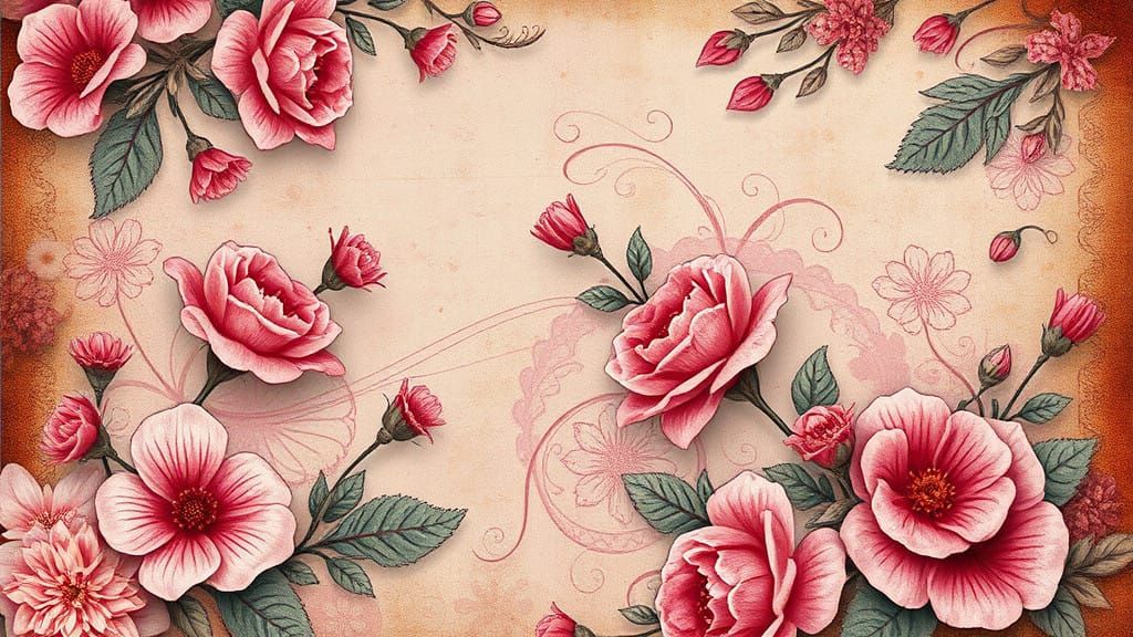 Whimsical Floral Fantasy A4 Digital Paper