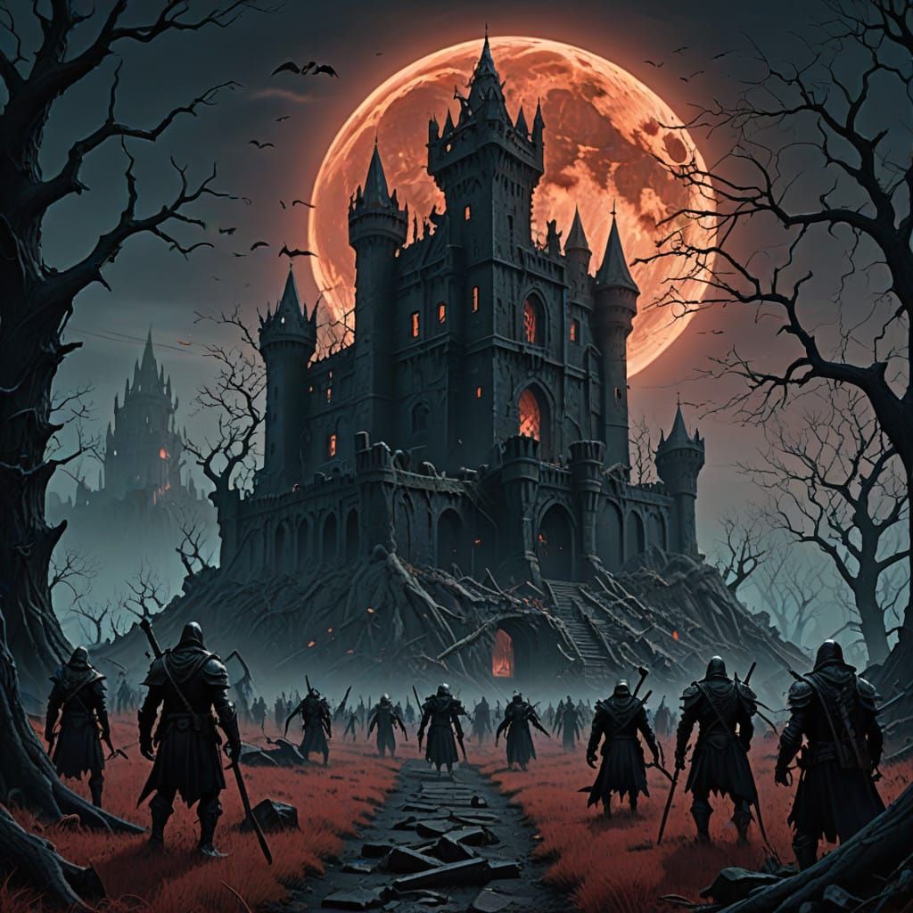 Dark Fantasy Undead Horde Swarms a Gothic Landscape
