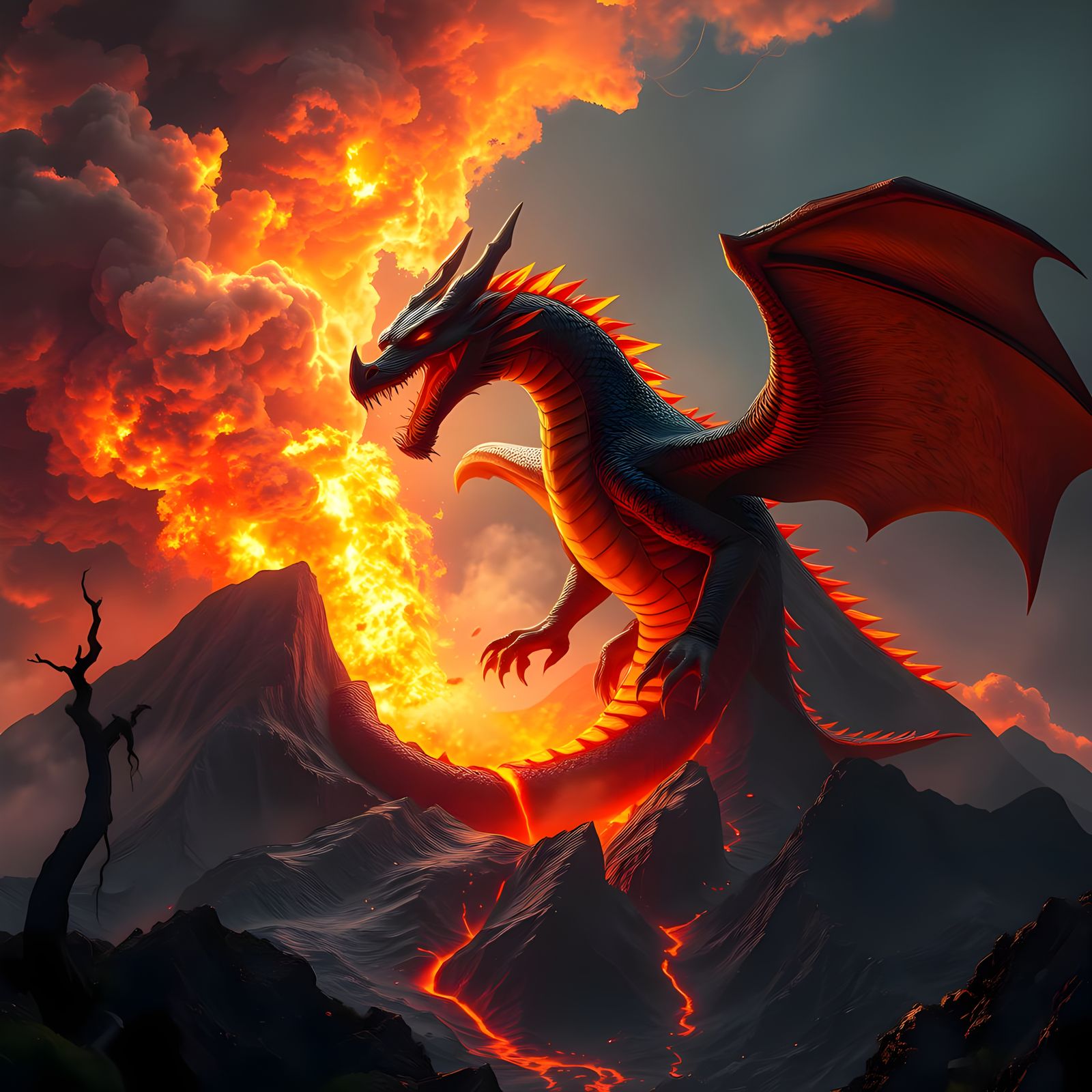 Volcanic Fire Dragon Concept Art