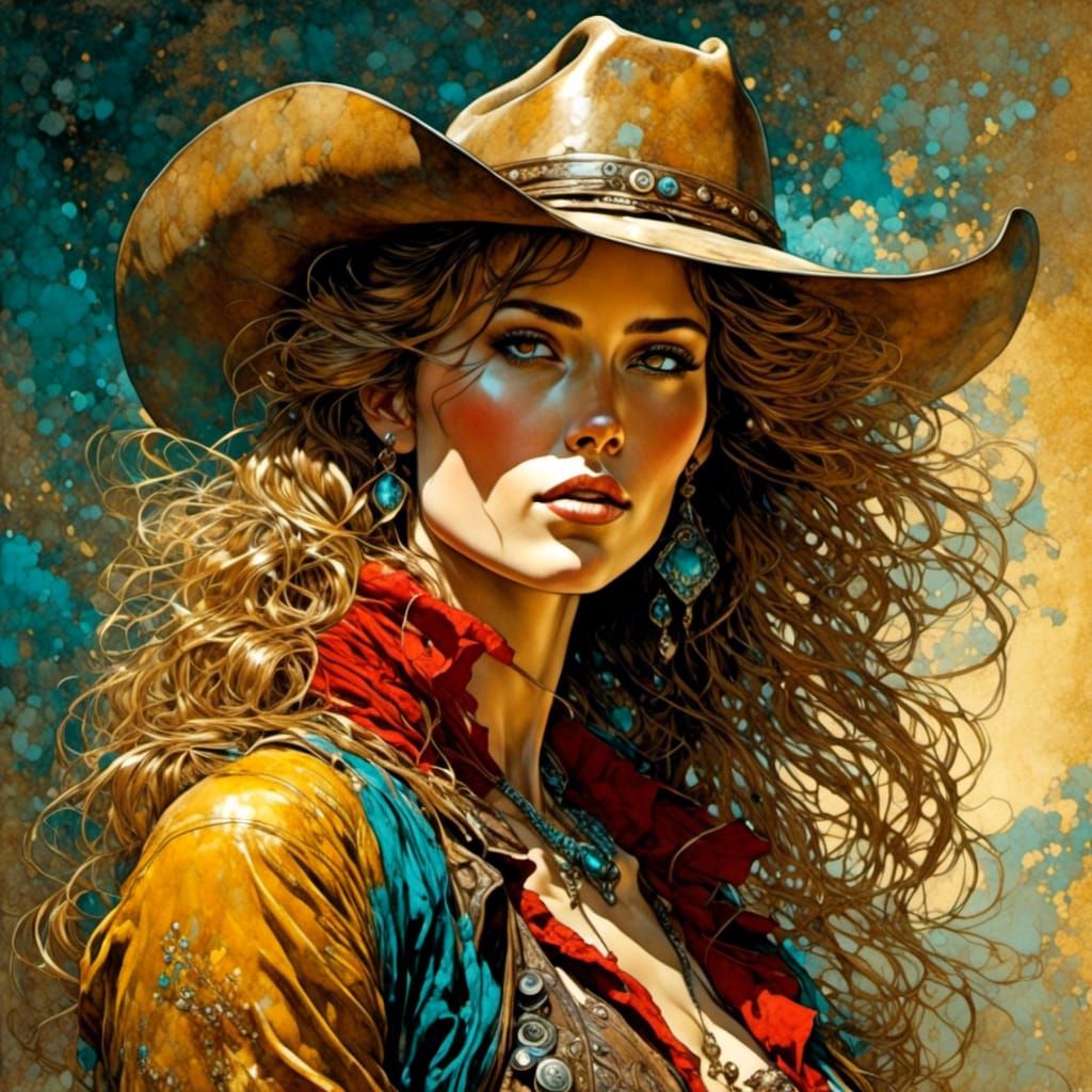 Edgy Cowboy in Pre-Raphaelite Style