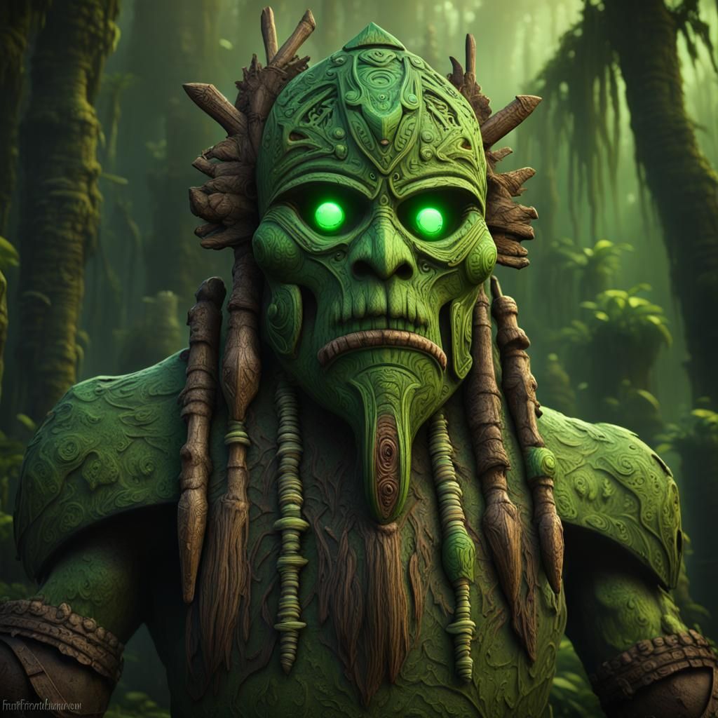 Golem Guardian in Voodoo Swamp: Fantasy Concept Art