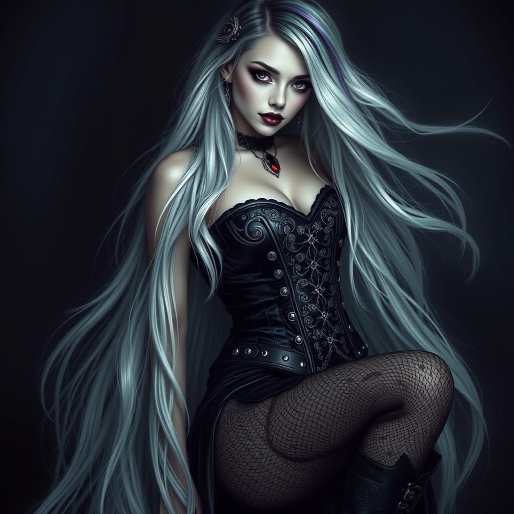 Mystical Woman in Dark, Gothic Elegance