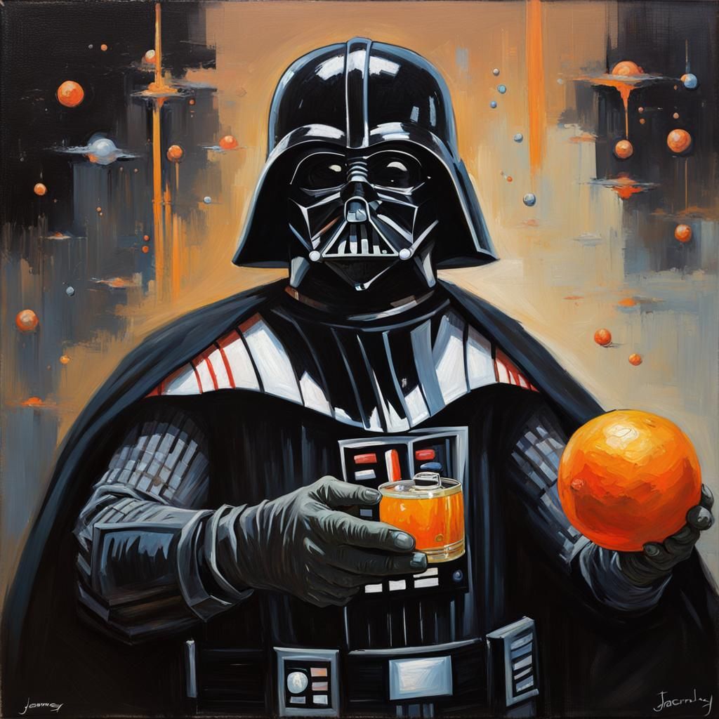 Darth Vader Made of Orange Soda: Oil Painting