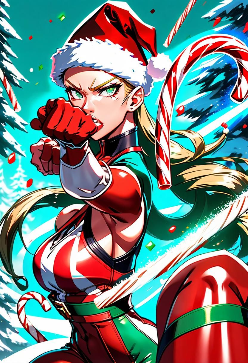 Festive Christmas Cammy White in Anime Style