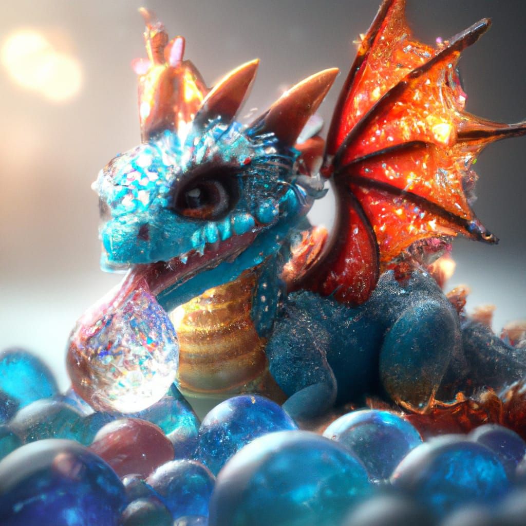 Luminous Crystal Dragon Cub in Cartoon Style