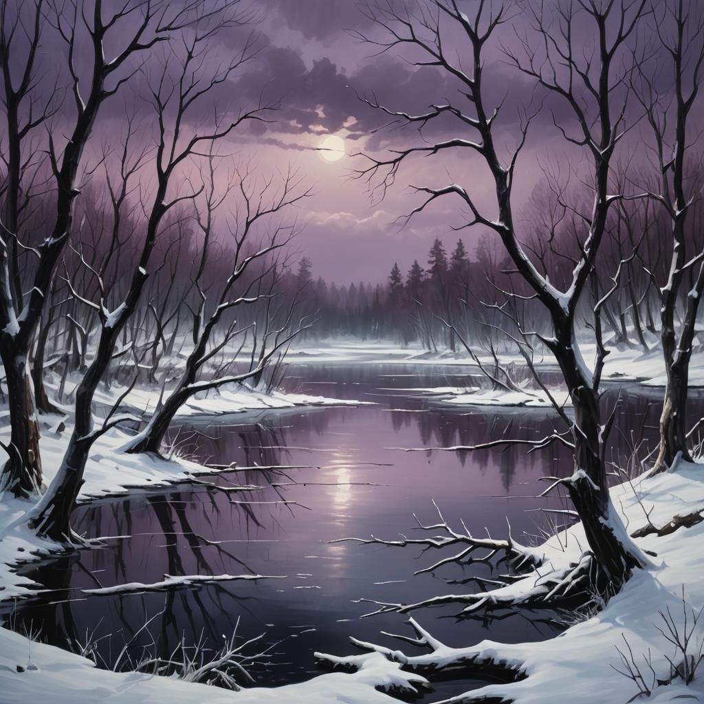 Barren Winter Landscape in Dark Fantasy Style
