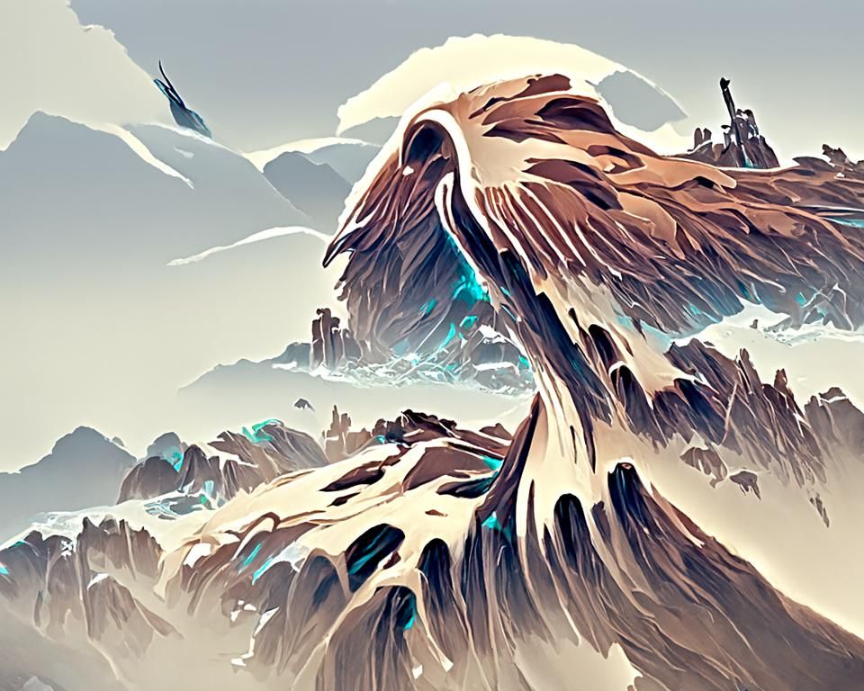 Majestic Roc on Ancient Cliff, Surreal Digital Art