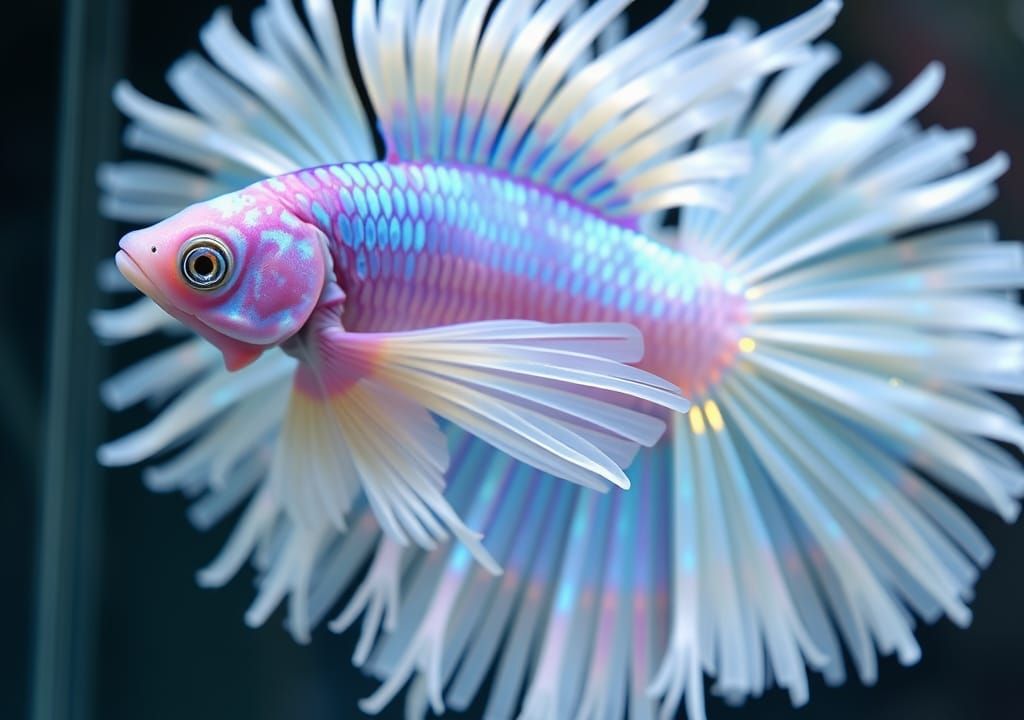 Macroscopic photo of a magnificent opalescent Iridescent whi...