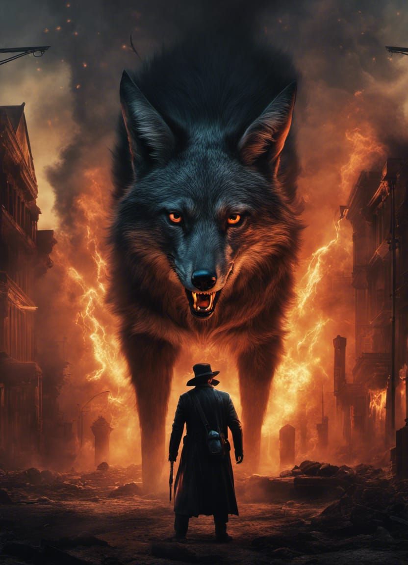 Jackal in Smoke: Film Noir Fantasy Art