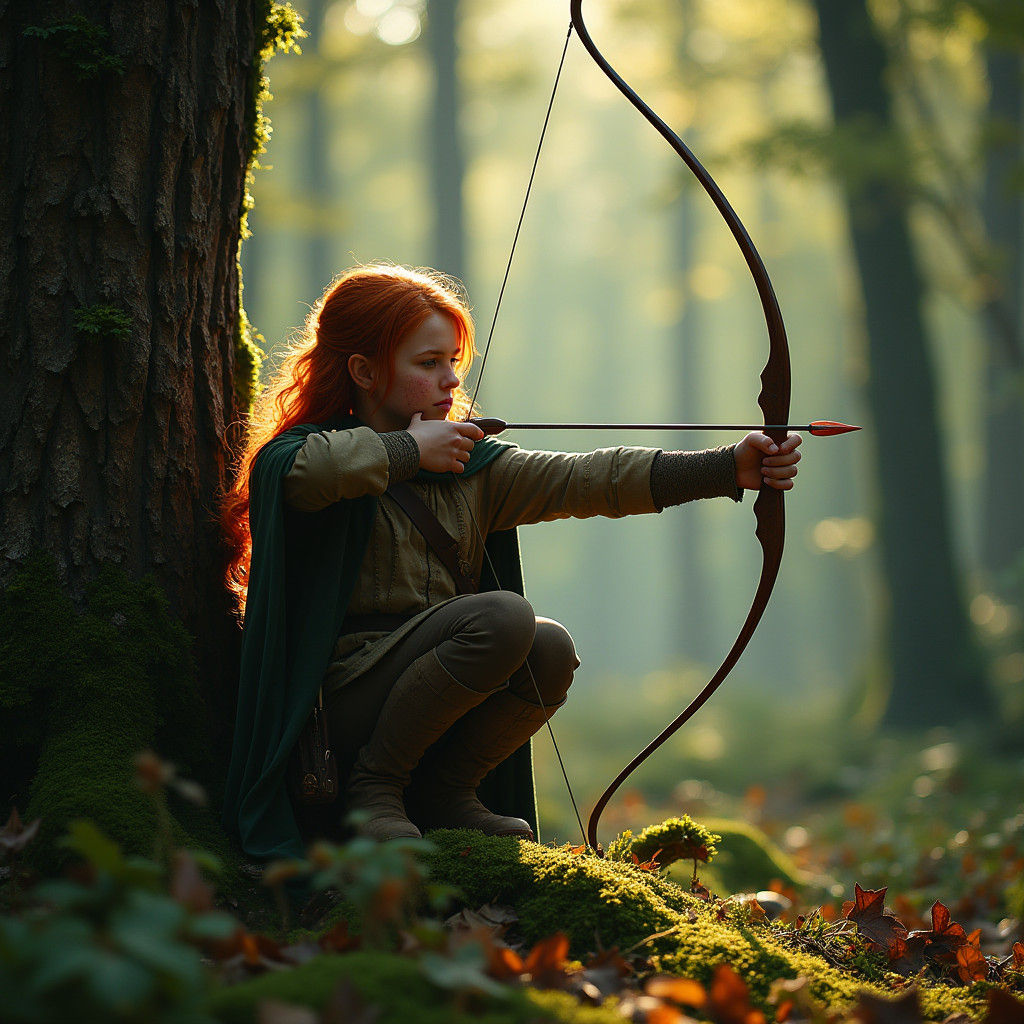 Elf Archer Hunts in Misty Forest
