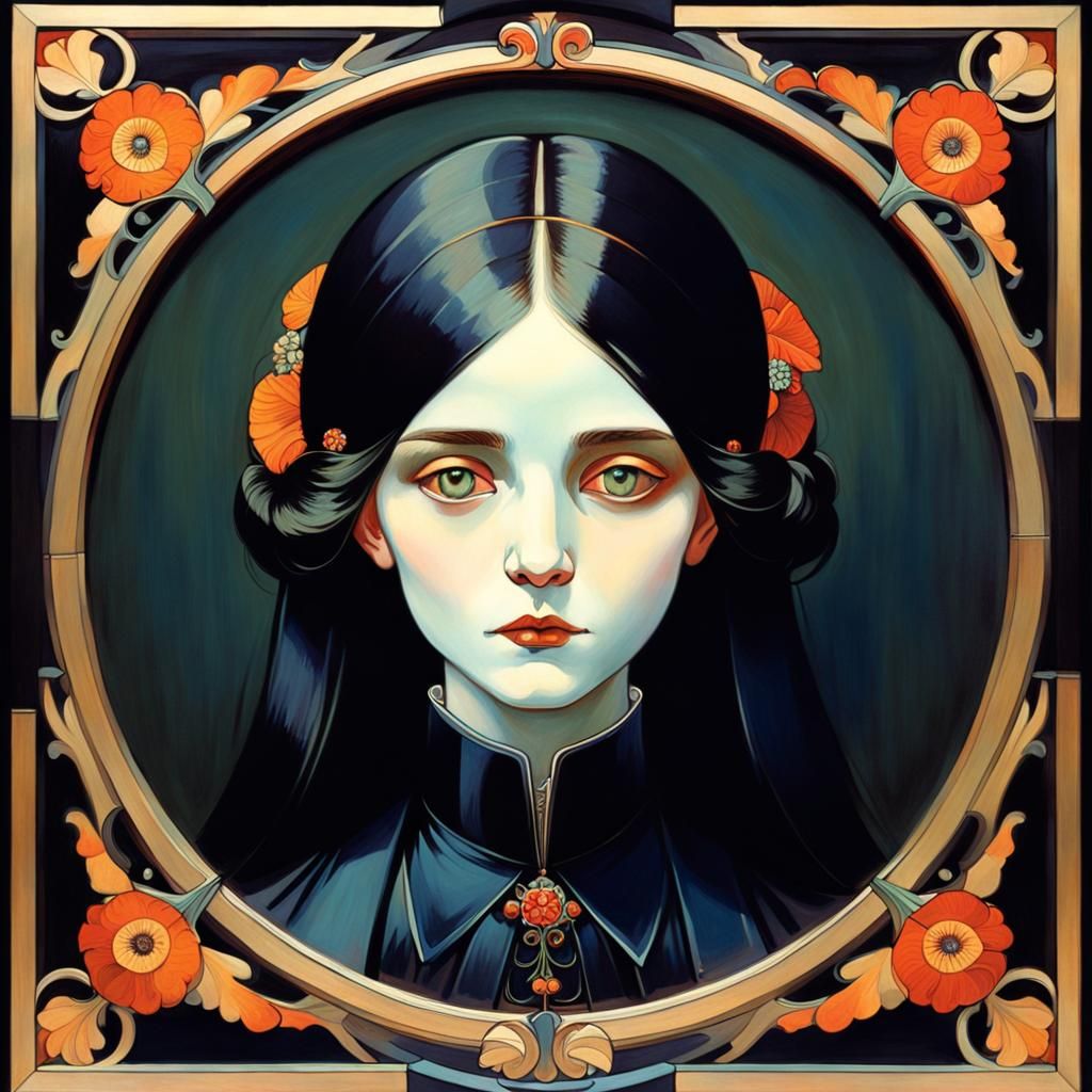 Portrait in Jugendstil Style with Rich Colors