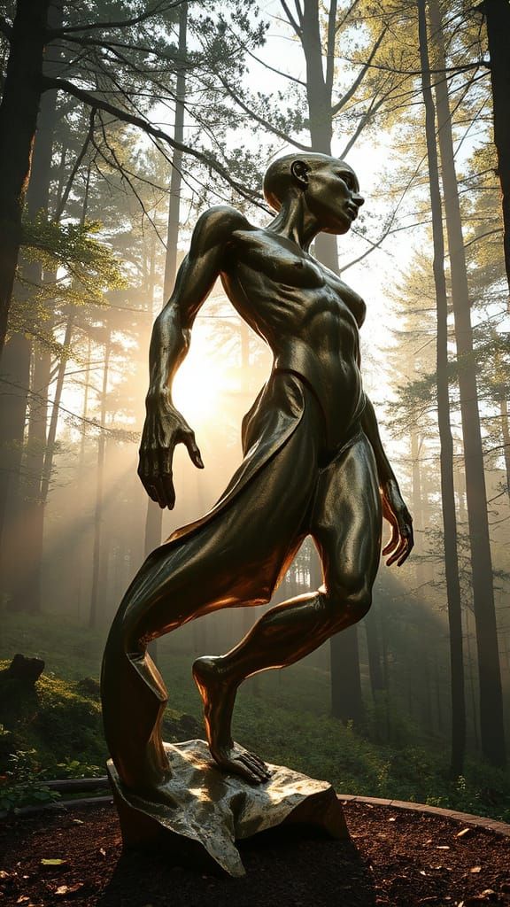 Surreal Gold and Chrome Steel Sculpture Emerges from Dreamli...