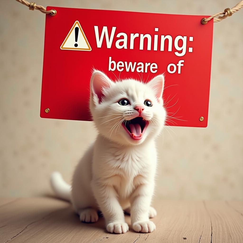 Funny Kitten Warning Sign Image