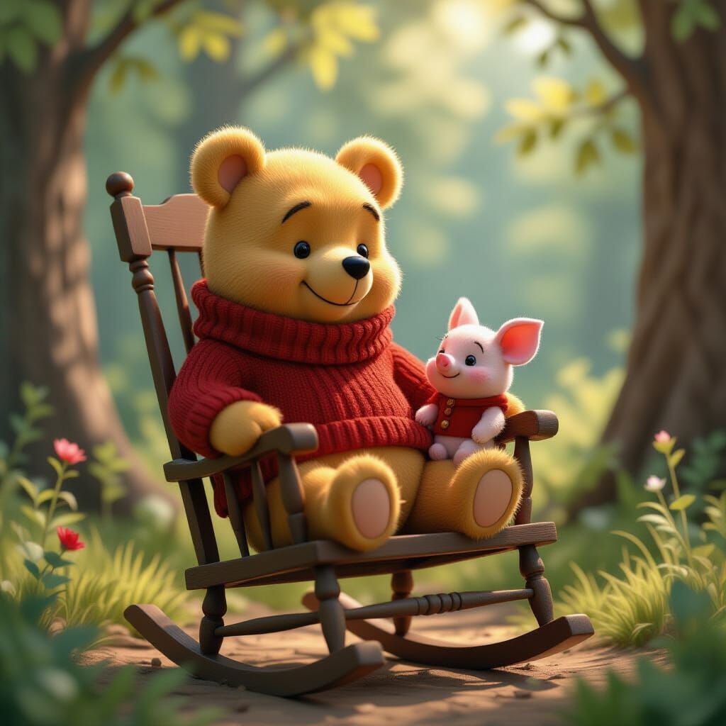 Pooh and Piglet in Cozy Forest Glade