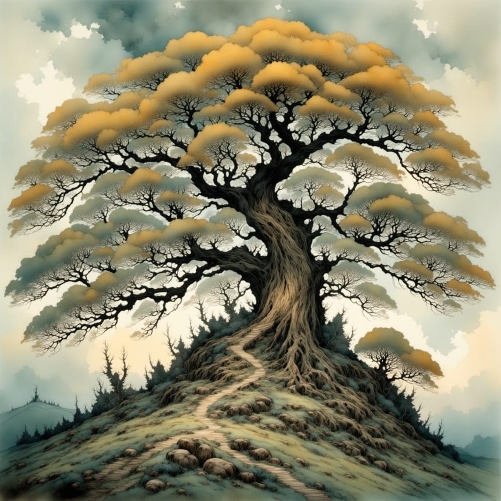 Intricately Detailed Ancient Tree Landscape