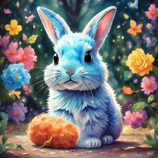 Pixar Style Crystal Bunny Enjoying a Pint