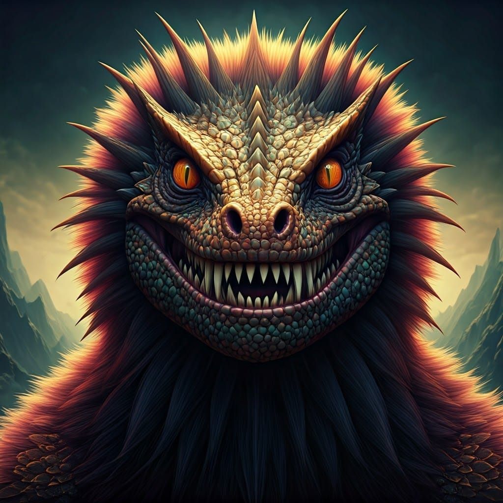 Fantasy Hybrid Creature in Mystical Landscape