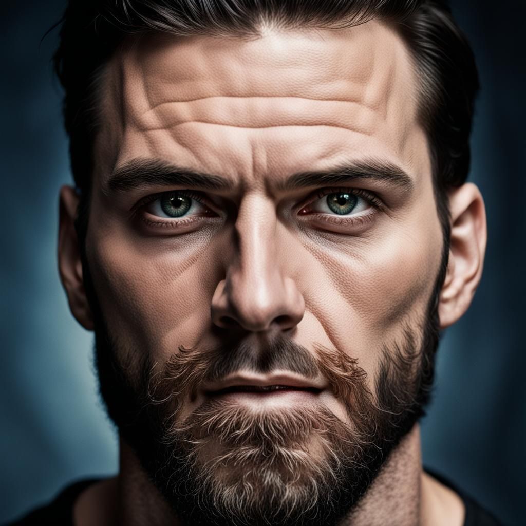 Dramatic Portrait of a Handsome Bearded Man