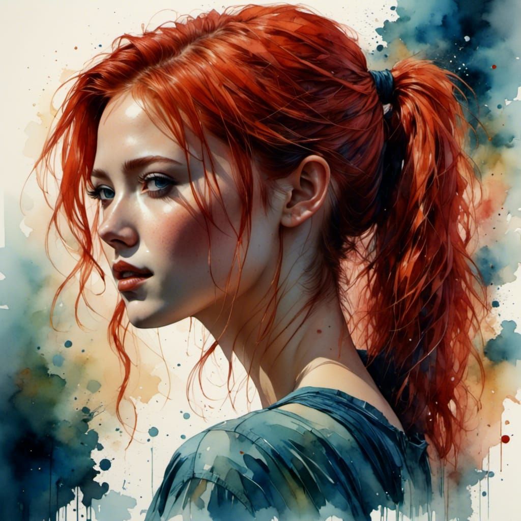 Redhead Portrait in Dreamy Surreal Style
