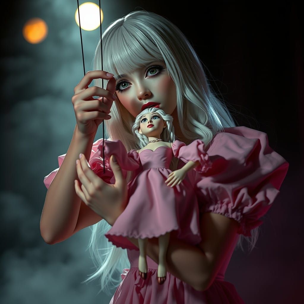 Ethereal Fantasy Portrait of a Puppeteer in Darkness