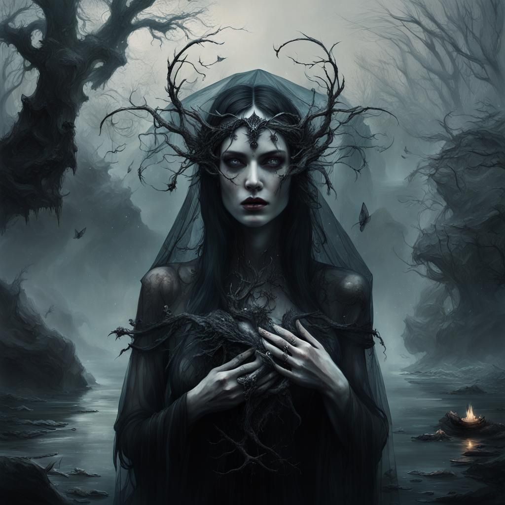 Dark Fairy in Ethereal Fantasyscape