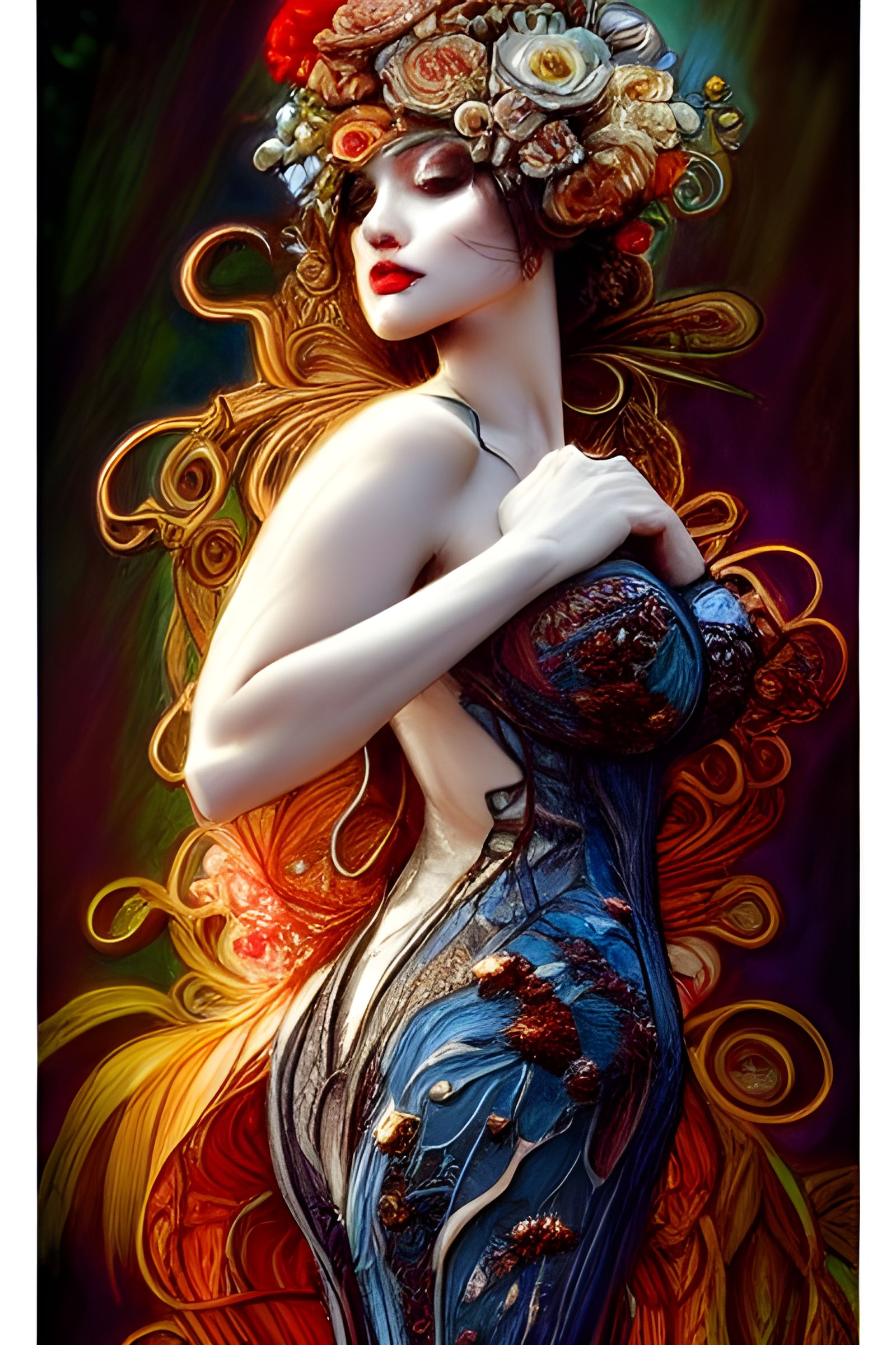 Intricate Figure in Deep Colors, Digital Illustration