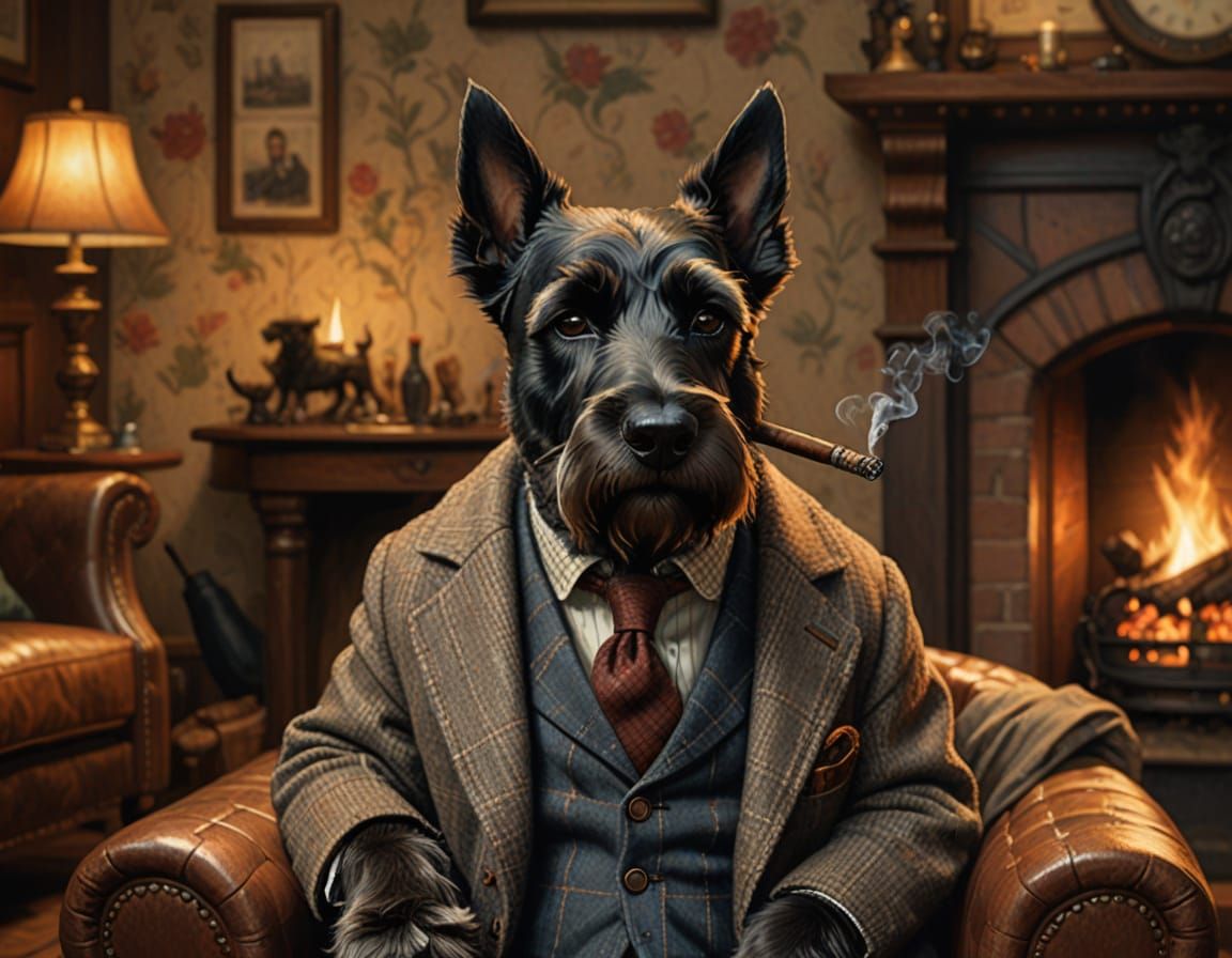 Scottish Terrier Gentleman in Rockwell Style