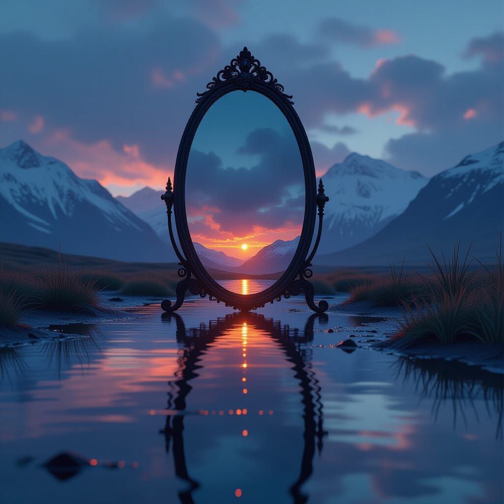 Fantastical Mirror Image in Matte Painting Style