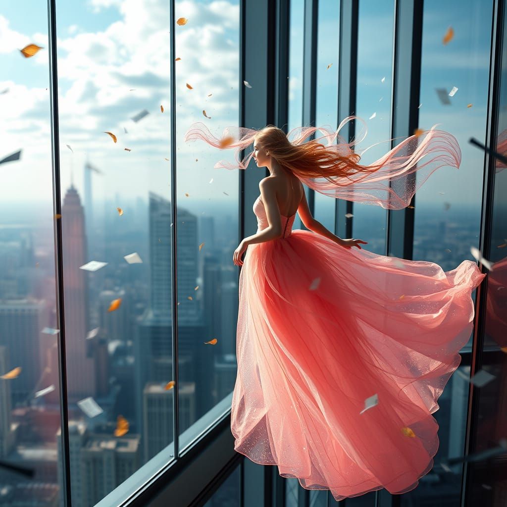 Whimsical Princess Transcends Modern Cityscape