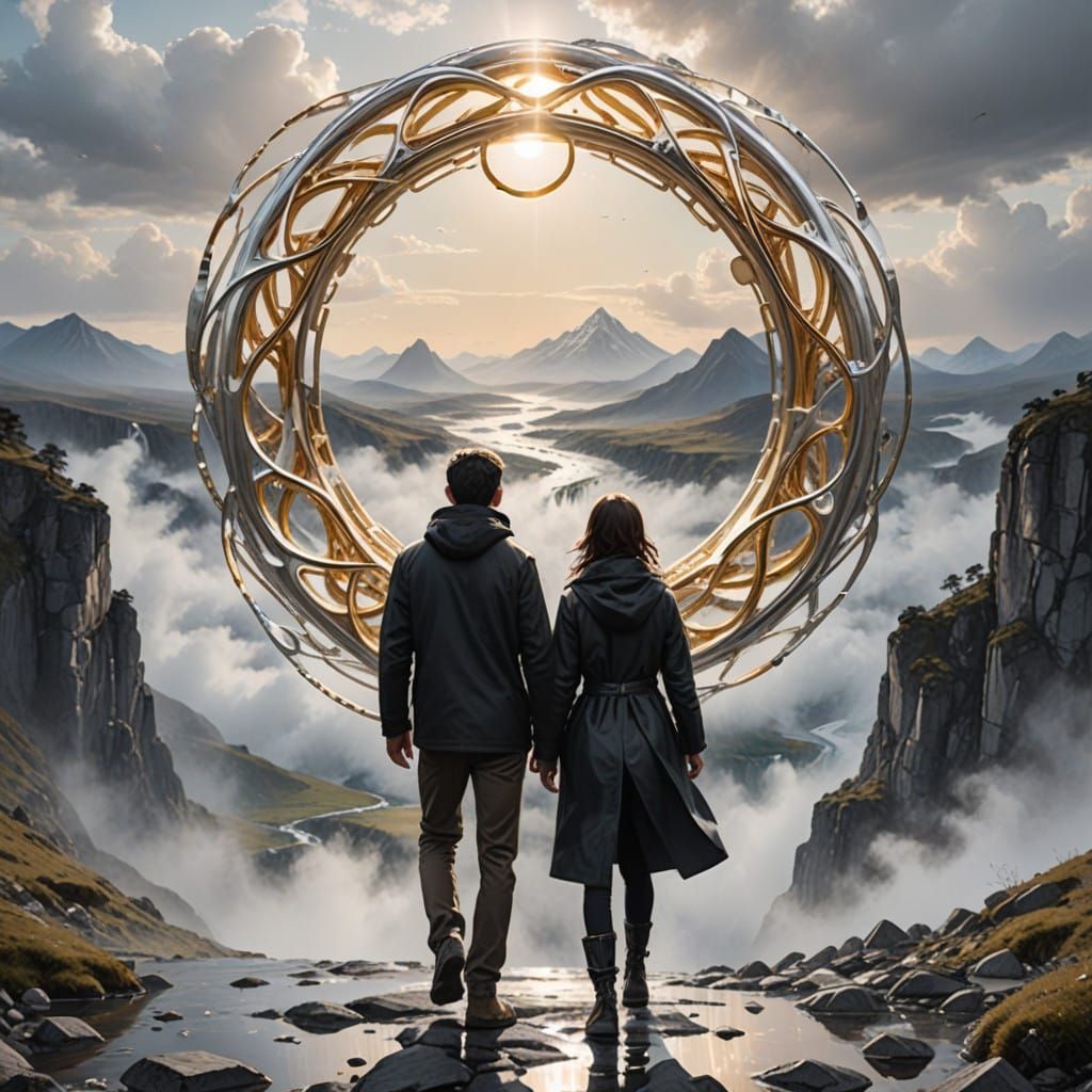 Golden Rings Connected by Liquid Metal Bridge