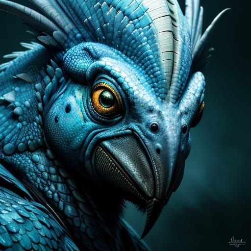 Dark Fantasy Creature in Moody, Iridescent Hues