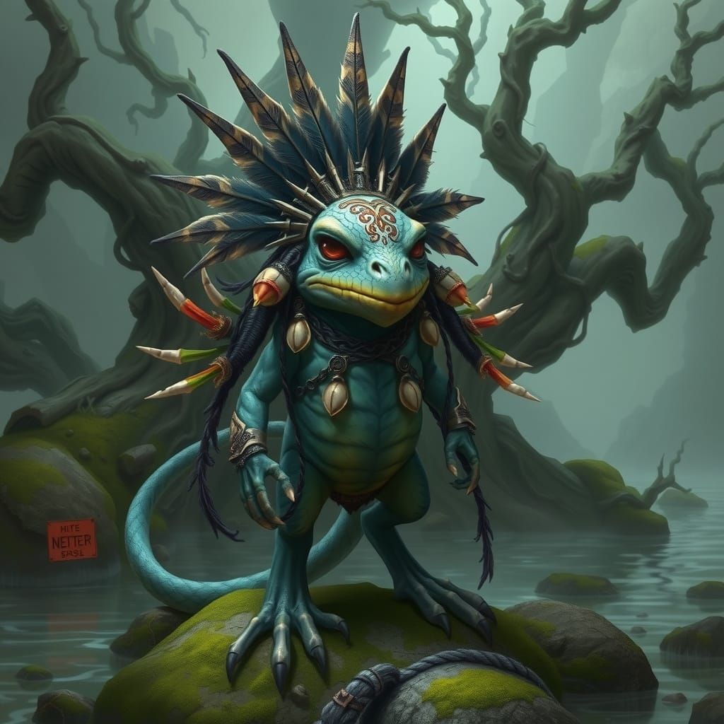 Ancient Riverbank Warrior in Dark Fantasy Style