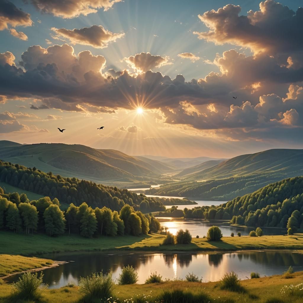 Dreamy Lake Landscape at Sunset in 4K