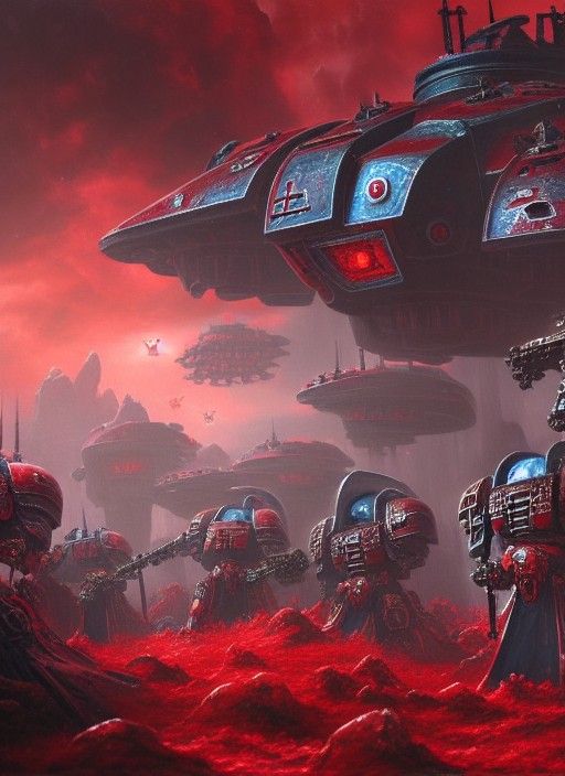 Sci-Fi Scene Oil Painting in Warhammer 40k Style