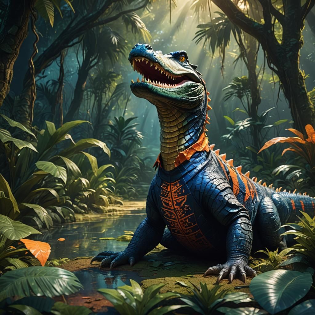 Crocodile in PSG Jersey: Fantasy Concept Art