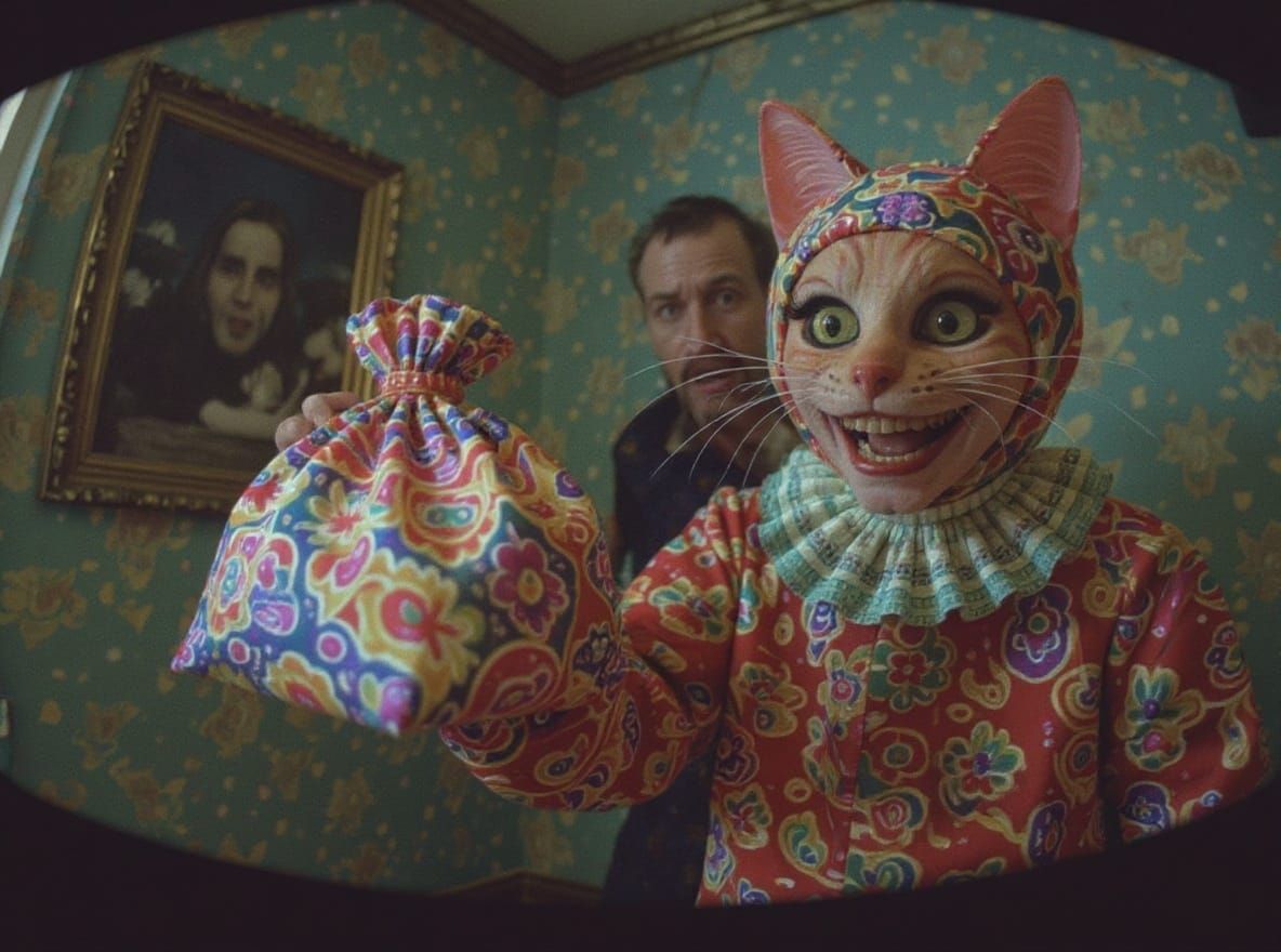 Surreal Cursed Photo: Paisley Magic Bag Bag, Anamorphic Lens...