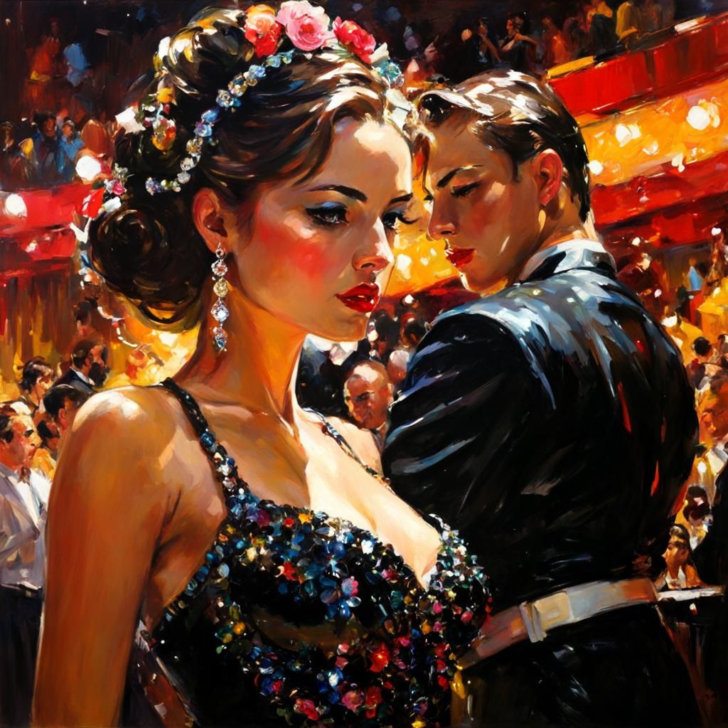 Glowing Femme Matador in Oil Gouache Style