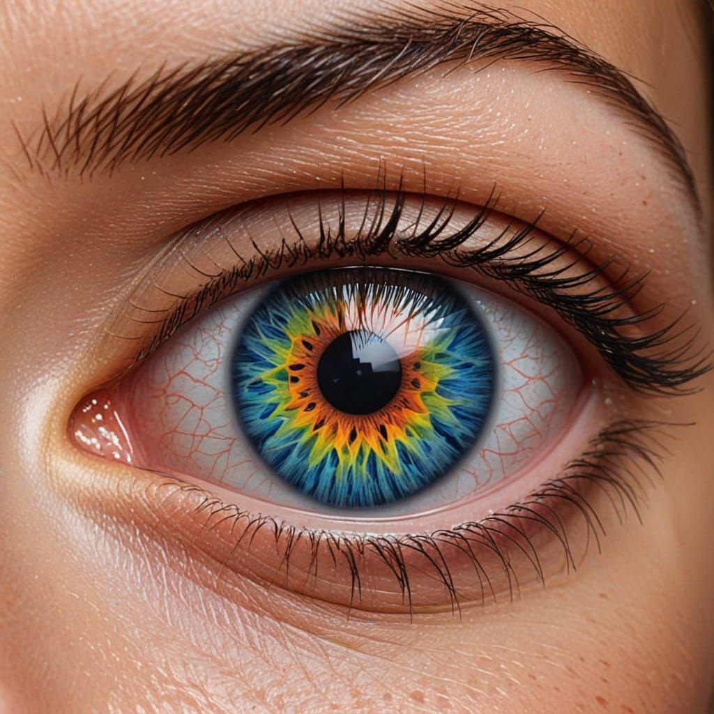 Rainbow Eye in Airbrush Art Style