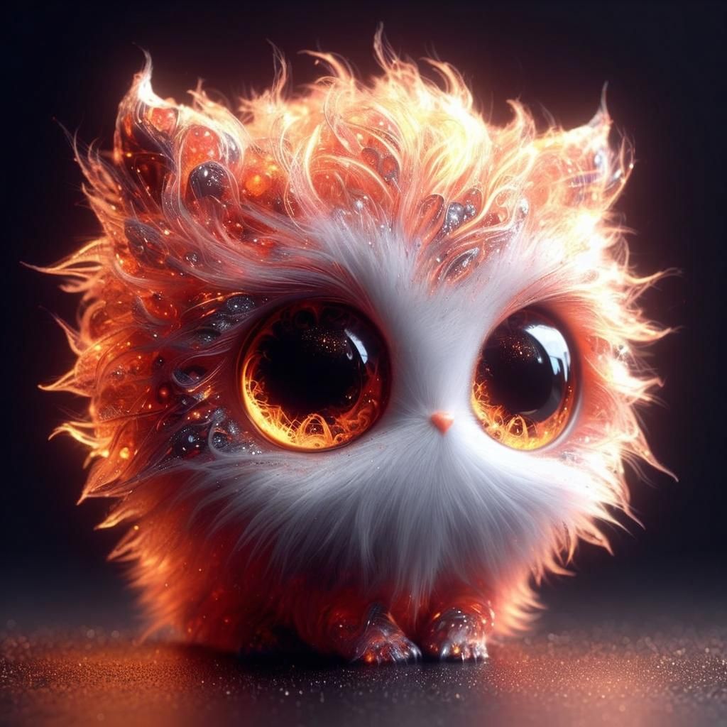 Adorable Demon Kitten Engulfed in Flames