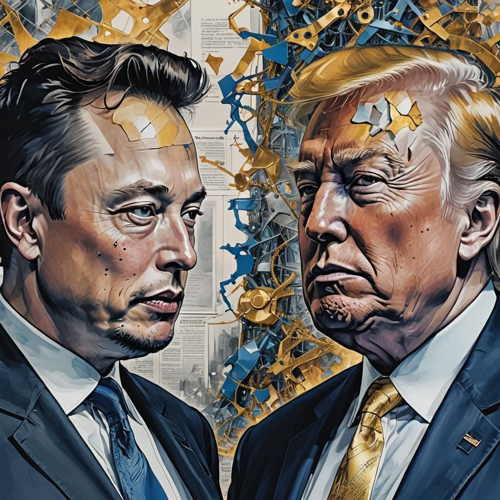 Musk and Trump: A Fierce Conversation in Pop Art Style