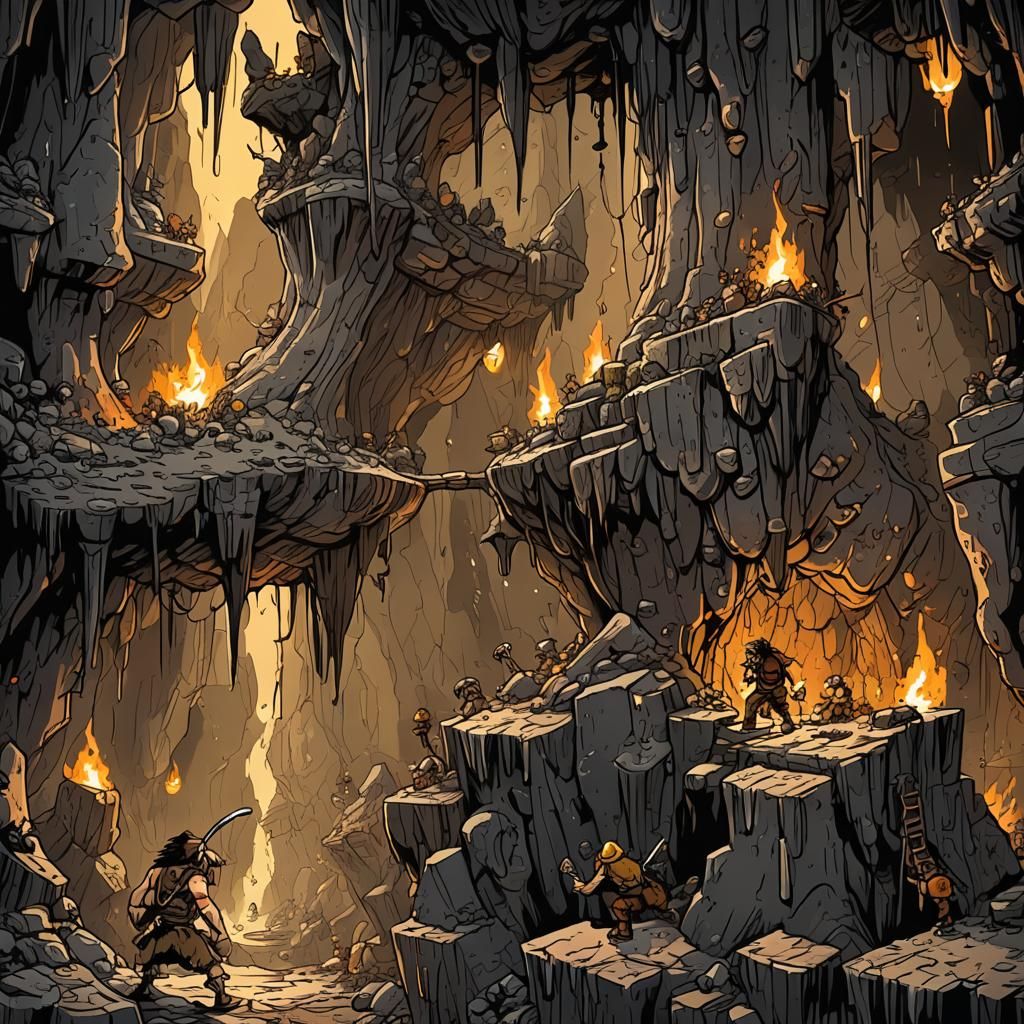 Ash vs. Caveman: Hyper-Detailed Action in Dark Cavern
