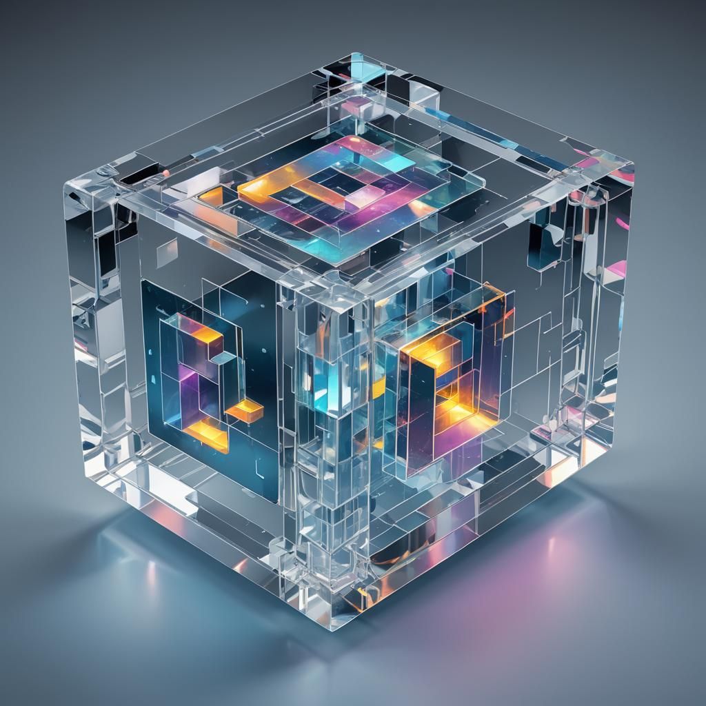 Icy Geometric Cuboid Projecting a Hologram