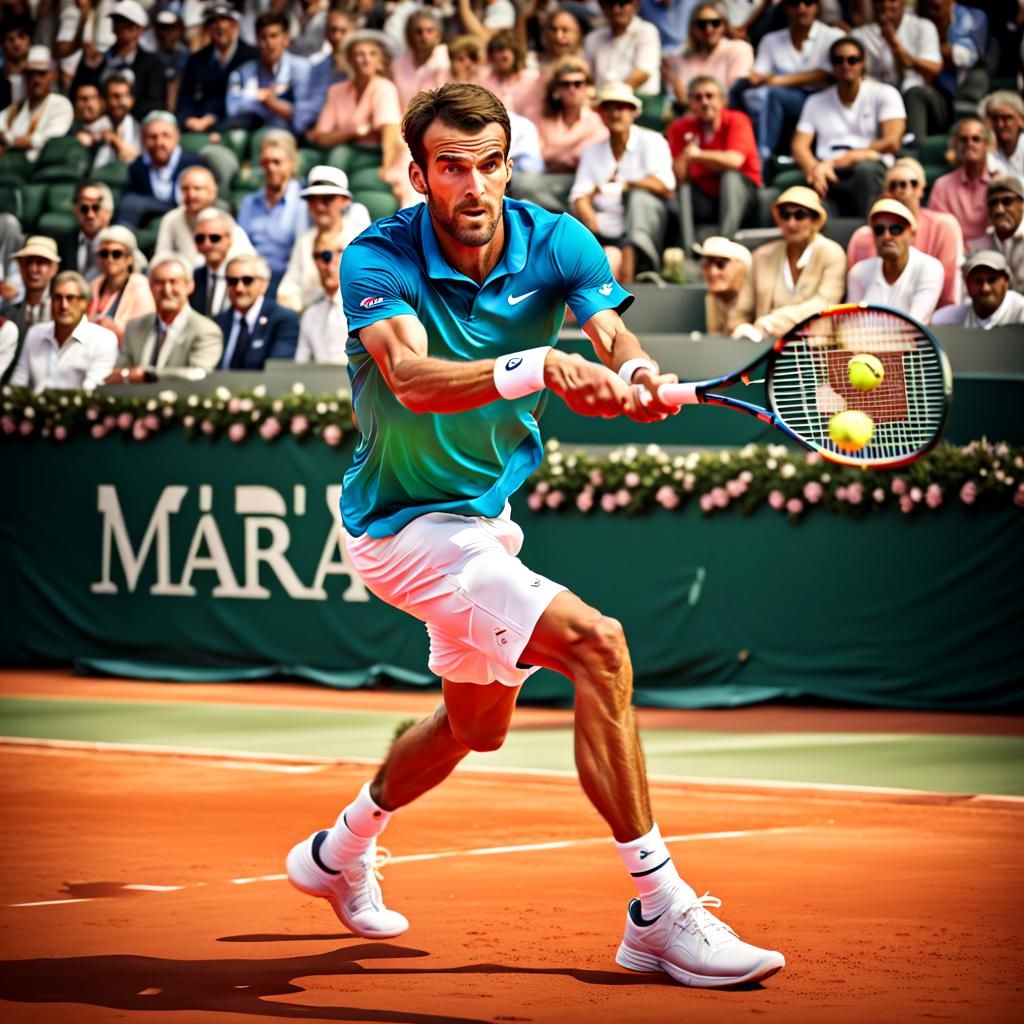 Tennis Star Forehand Return at French Open