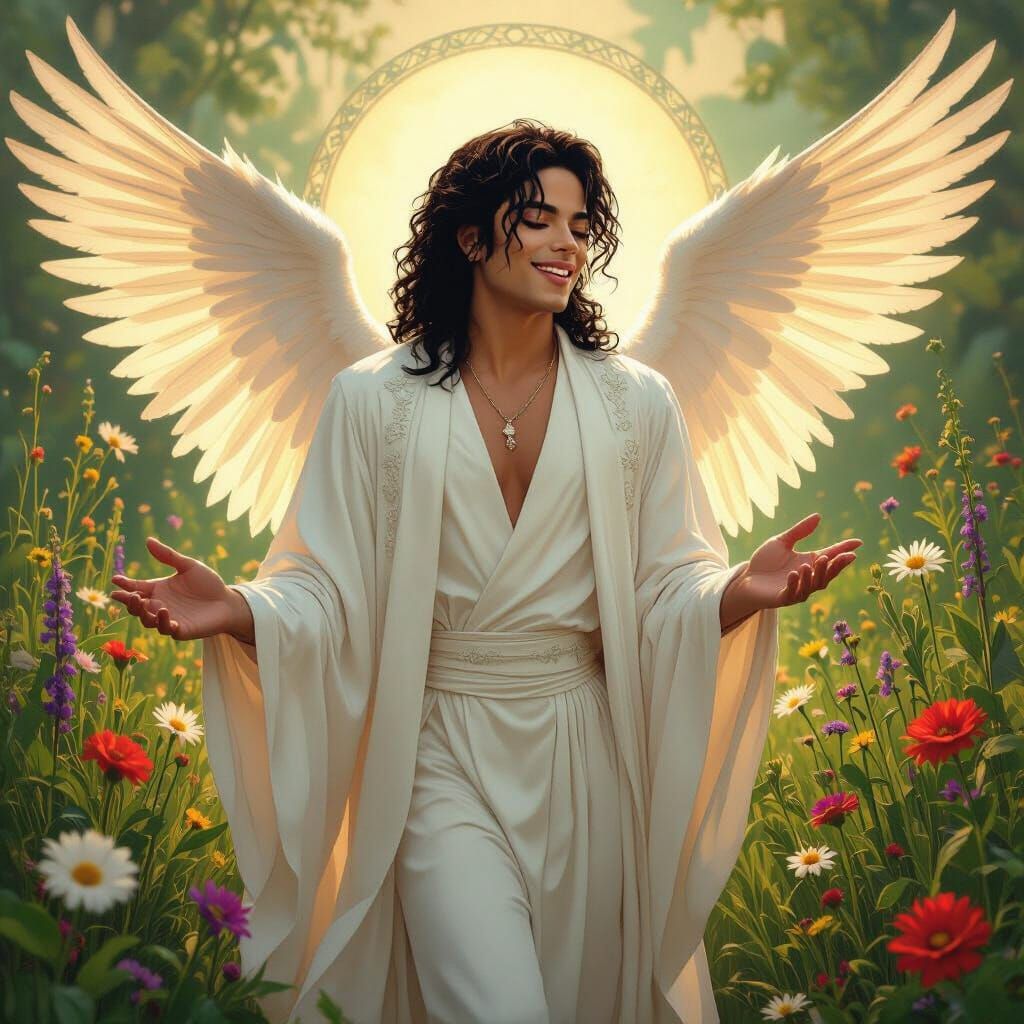 Michael Jackson as Angel in Art Nouveau Style