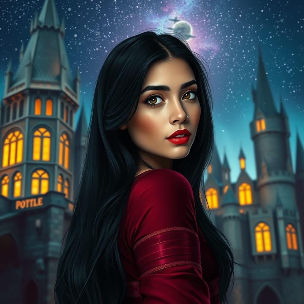 Ethereal Bordeaux Lahenga Beauty at Hogwarts