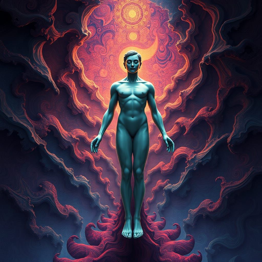 Abstract Buddhist Figure in Fractal Realm