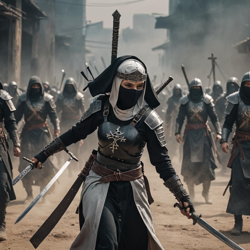 Fierce Ninja Nun Ready for Battle