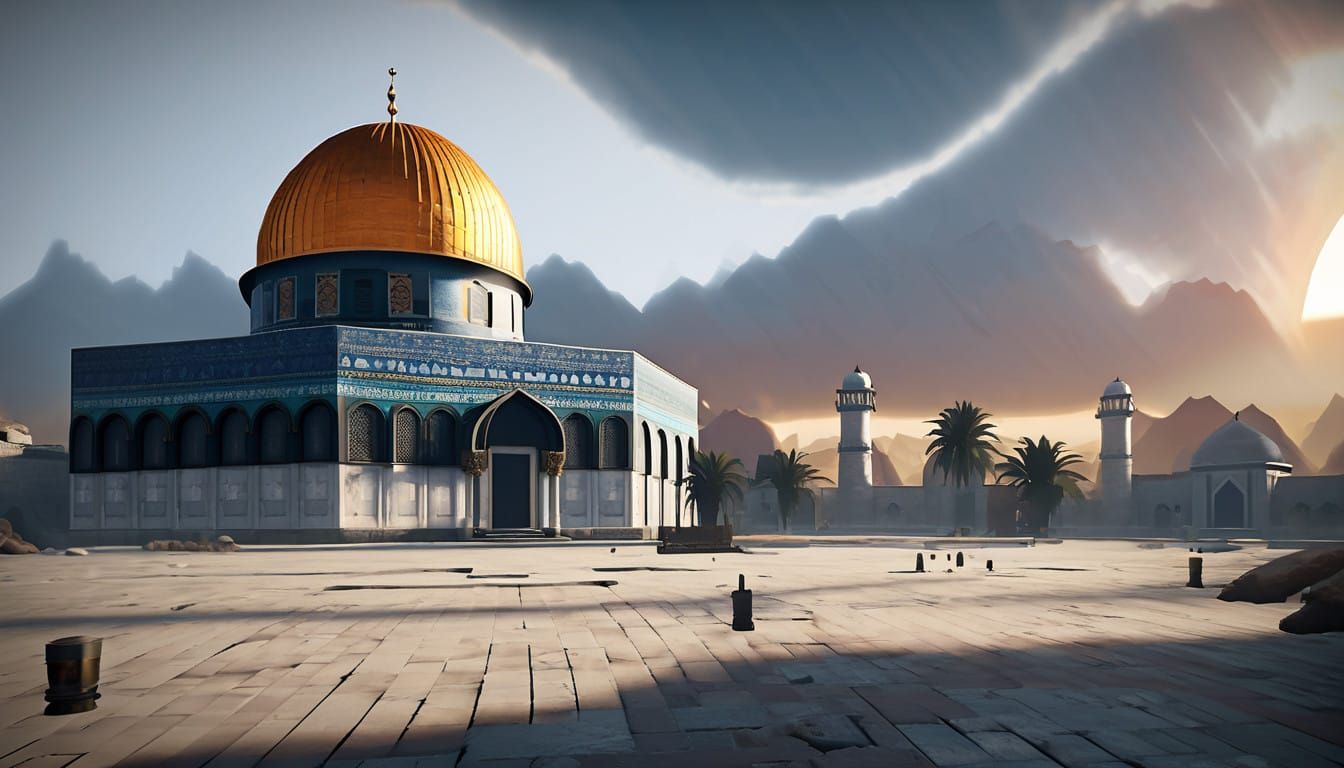 Surreal Masjid Al Aqsa Mosque in Rich Fantasy Colors
