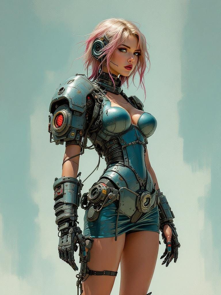 Dieselpunk Pin-Up Girl in Alternate History Setting